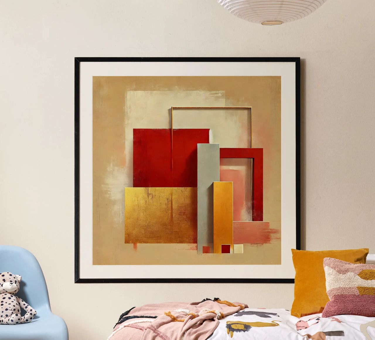 Moderne Kunst Rot Gold Poster von abstrakt