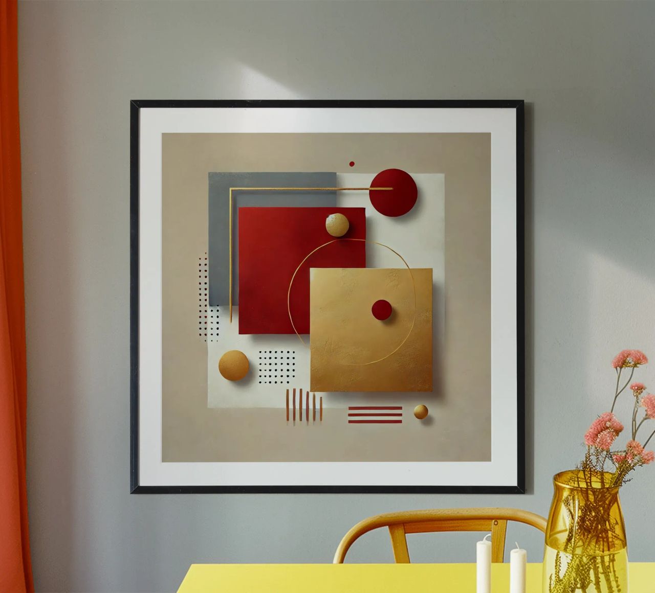 Art moderne rouge or poster de abstrakt
