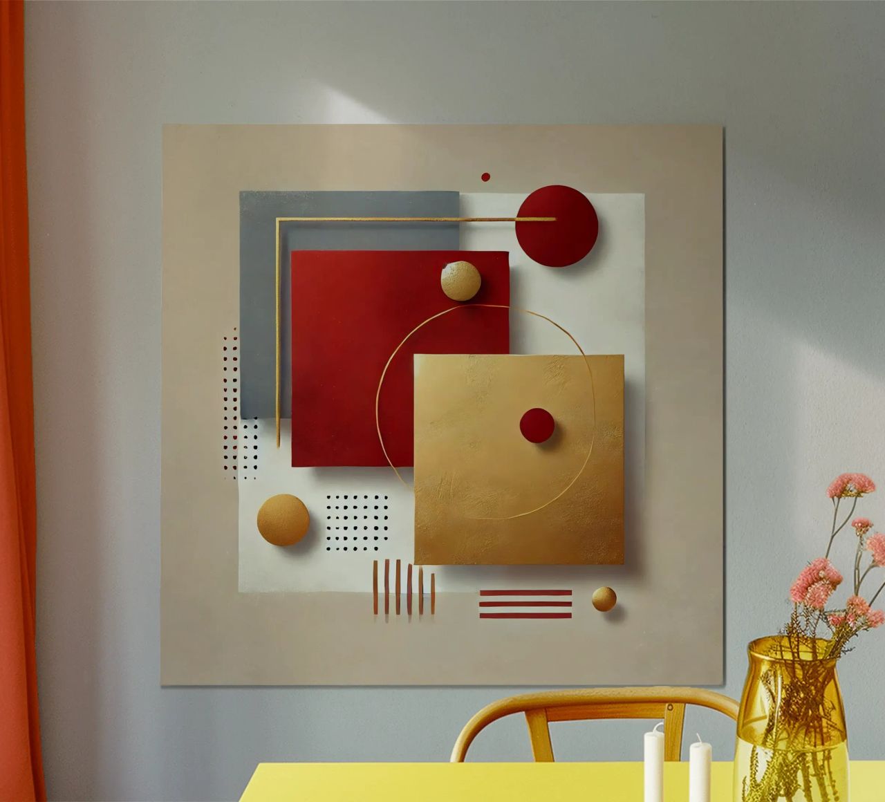 Art moderne rouge or poster de abstrakt