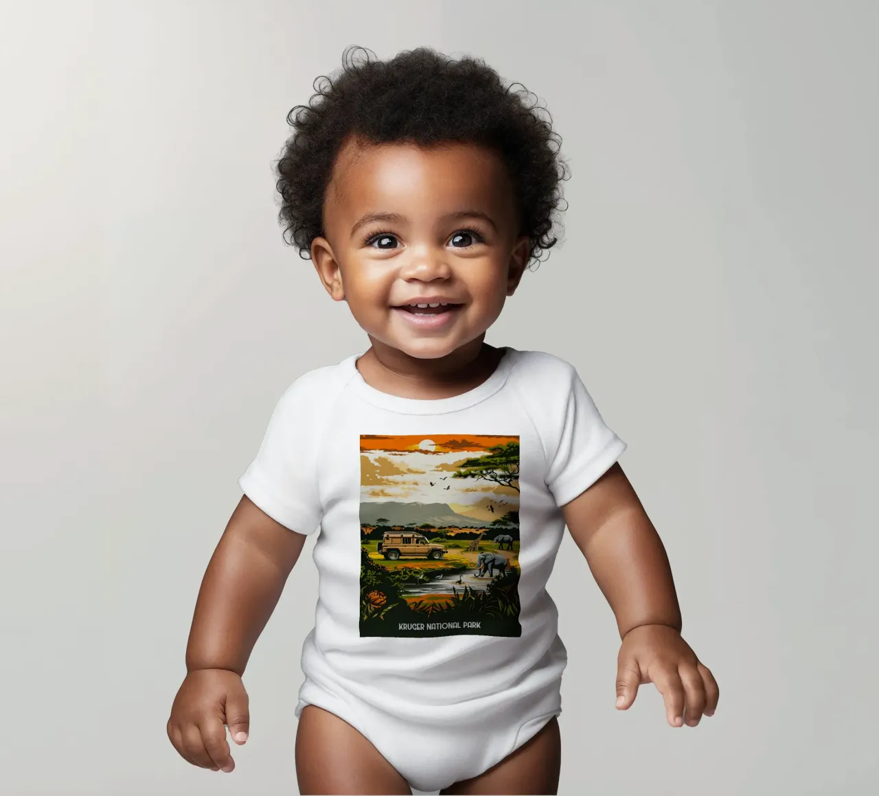 Kruger National Park body neonato maniche corte da Travelstudio