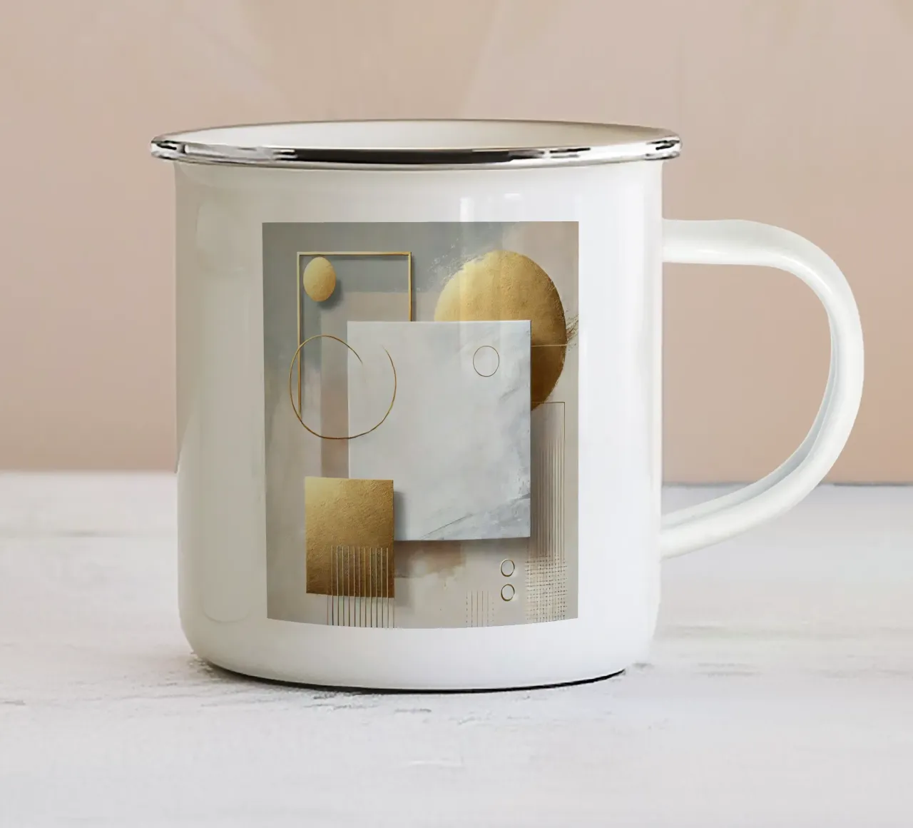 Arte moderna in oro bianco tazza in smalto da abstrakt