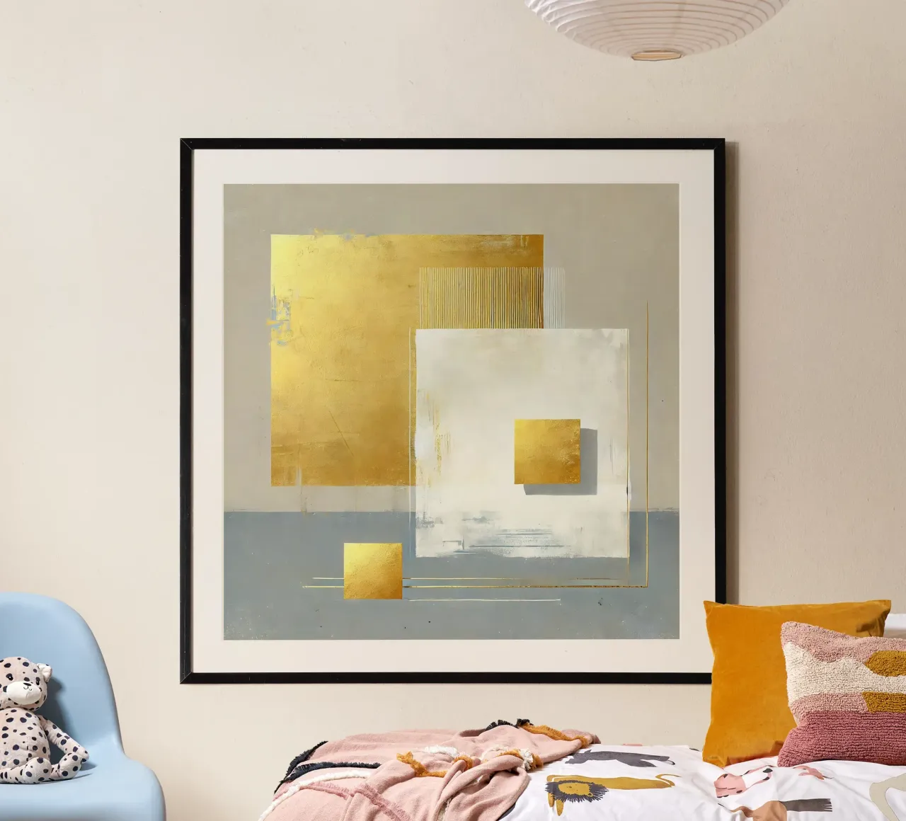 Arte moderna in oro bianco poster con telaio in alluminio da abstrakt