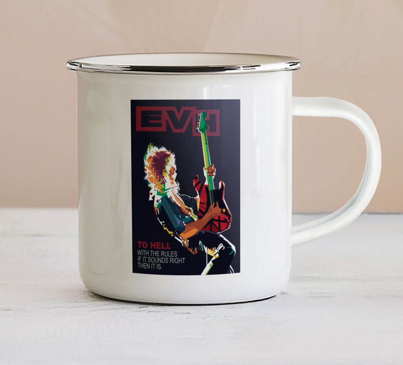 To hell with the rules, if it sounds right then it is. enamel mug by Alkahfsmart