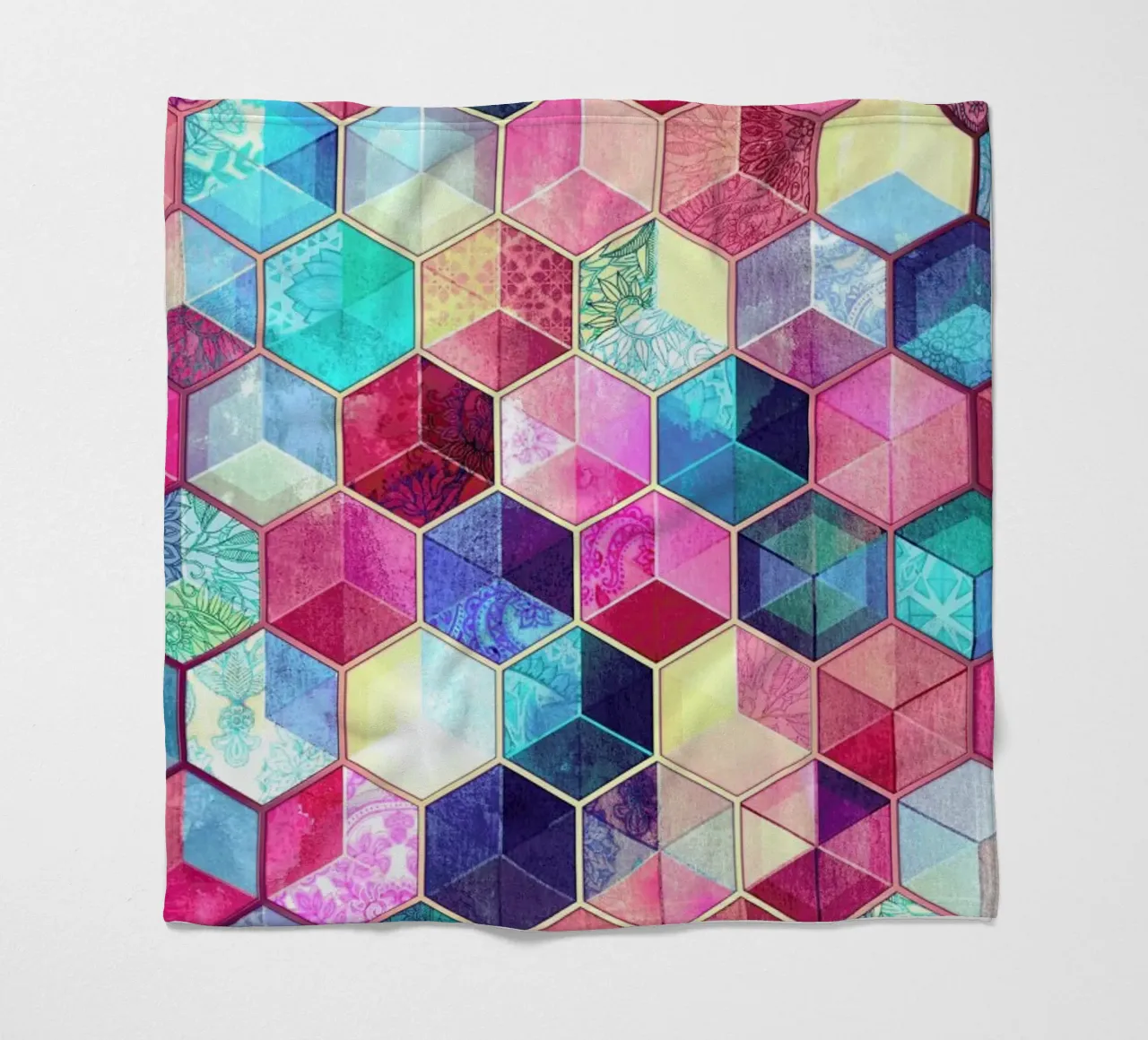 Topaz And Rubey Crystal Honeycomb Cubes fleece blanket by Micklyn Le Feuvre