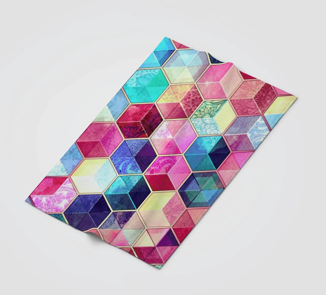 Topaz And Rubey Crystal Honeycomb Cubes fleece blanket by Micklyn Le Feuvre