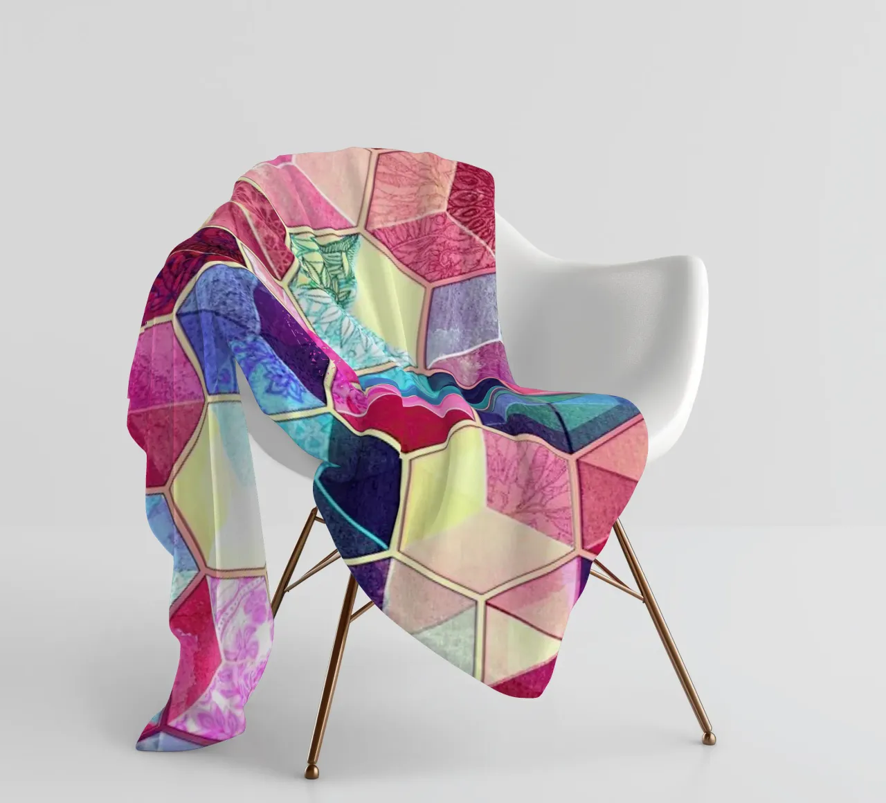 Topaz And Rubey Crystal Honeycomb Cubes fleece blanket by Micklyn Le Feuvre