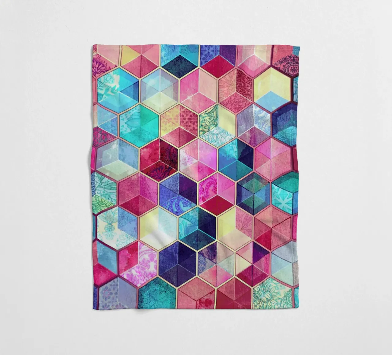 Topaz And Rubey Crystal Honeycomb Cubes fleece blanket by Micklyn Le Feuvre