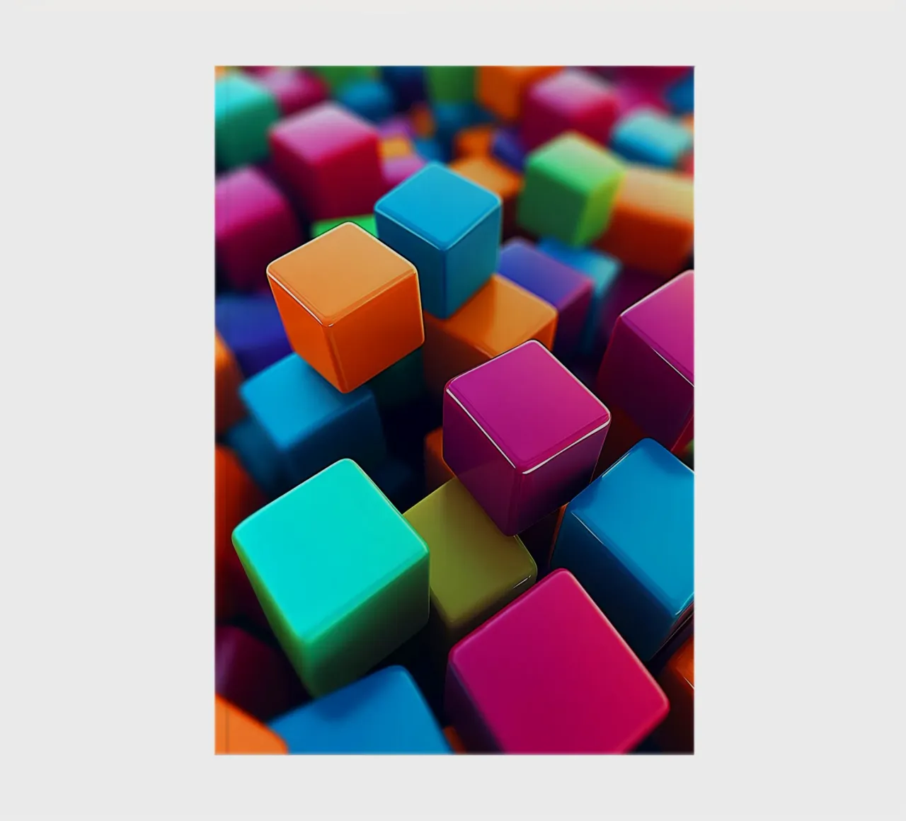 Vibrant 3D multicoloured cube pattern notebook by DWA