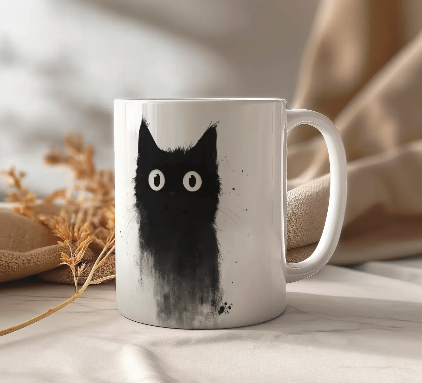Black ceramic mug by Art Unleashed