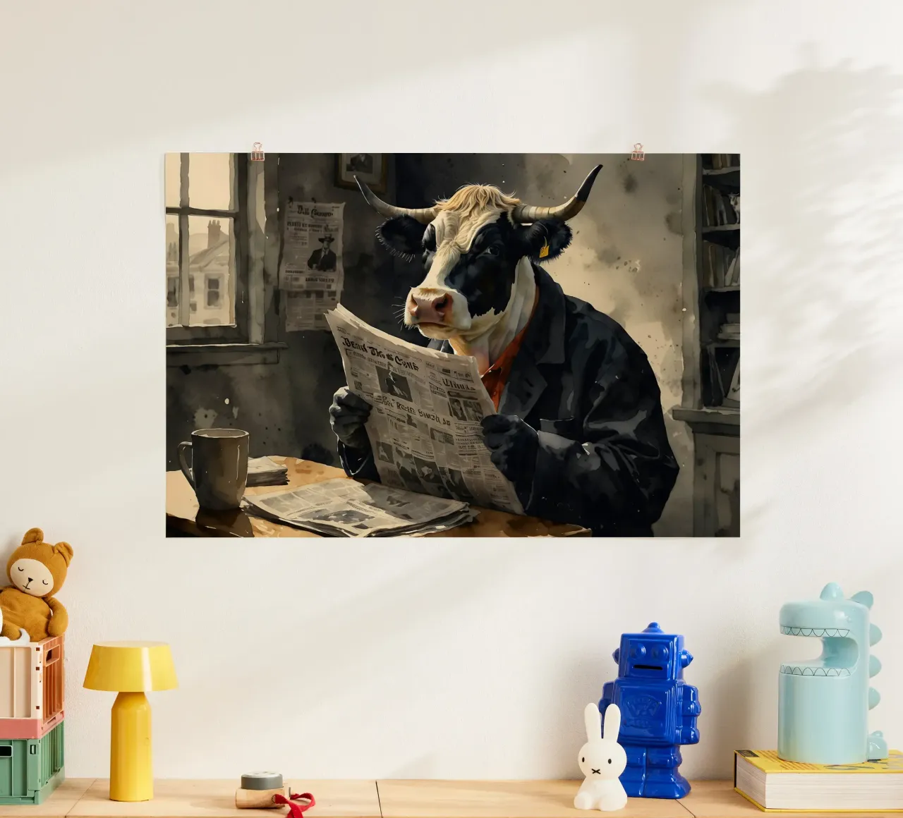 Kuh liest Zeitung Poster von 🎁 ARTVI-SHOP