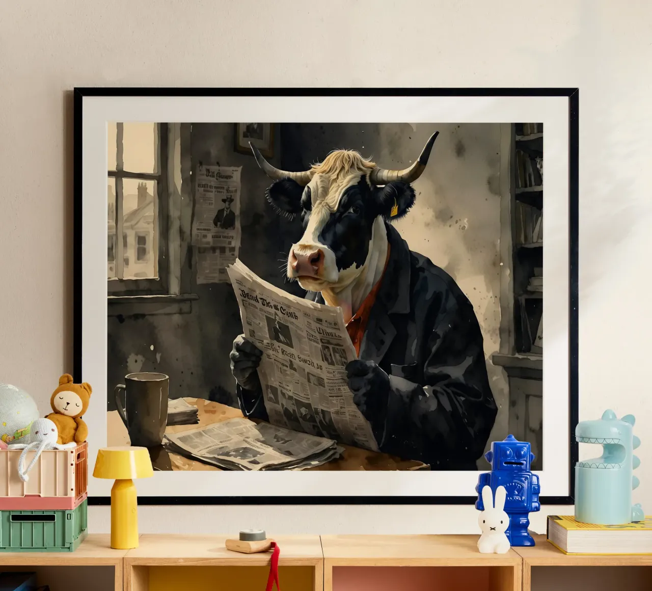 Kuh liest Zeitung Poster von 🎁 ARTVI-SHOP