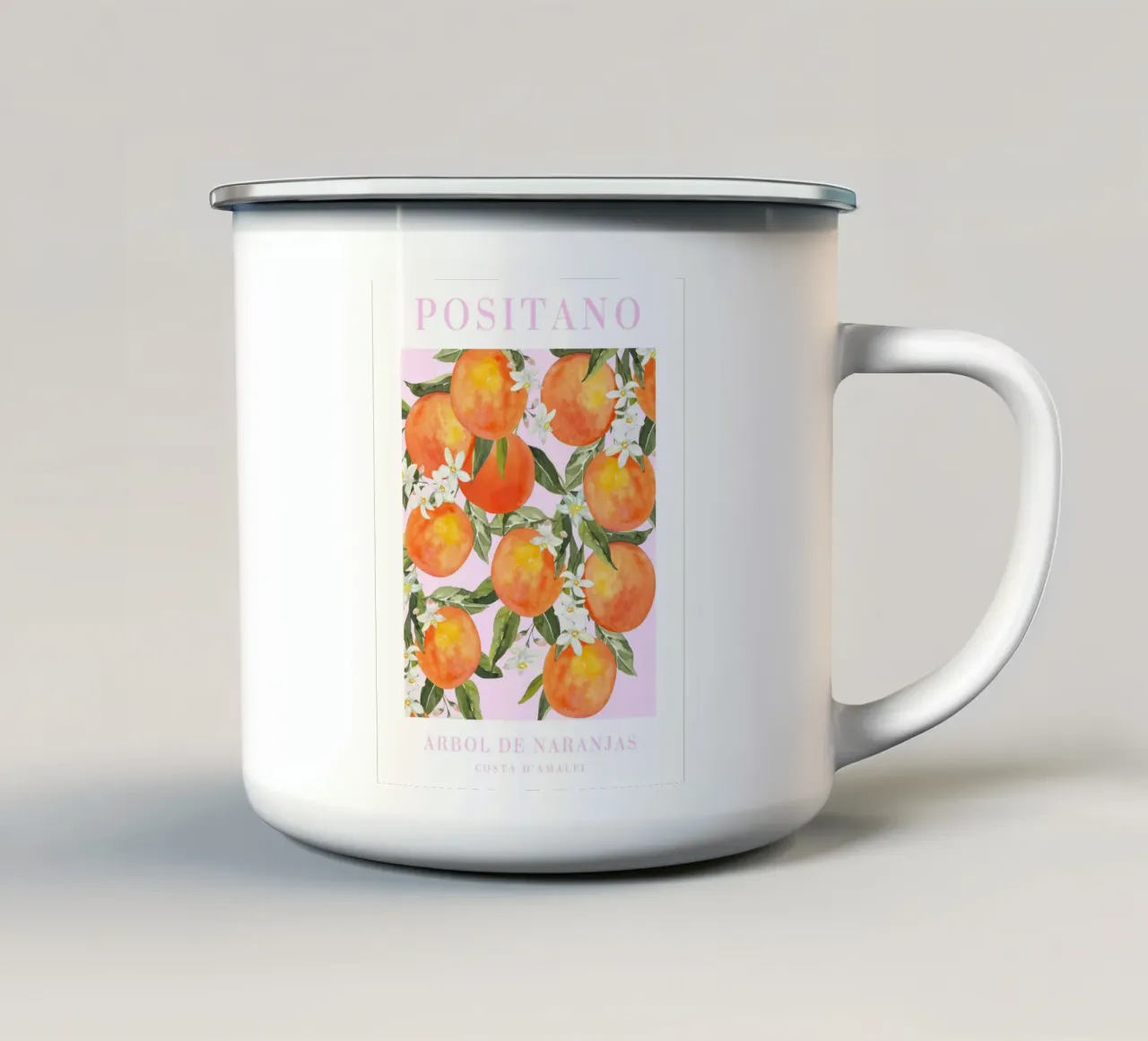 Positano Orange Print Wall Art tazza in smalto da Bella Studio