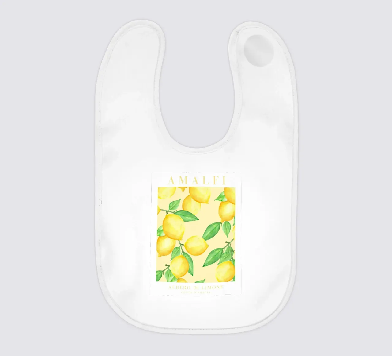 Amalfiküste Zitrone Aquarelldruck Babylätzchen von Bella Studio