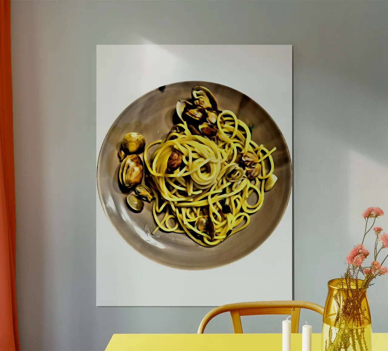 Vongole e spaghetti poster con telaio in plastica da Massimo Frascogna