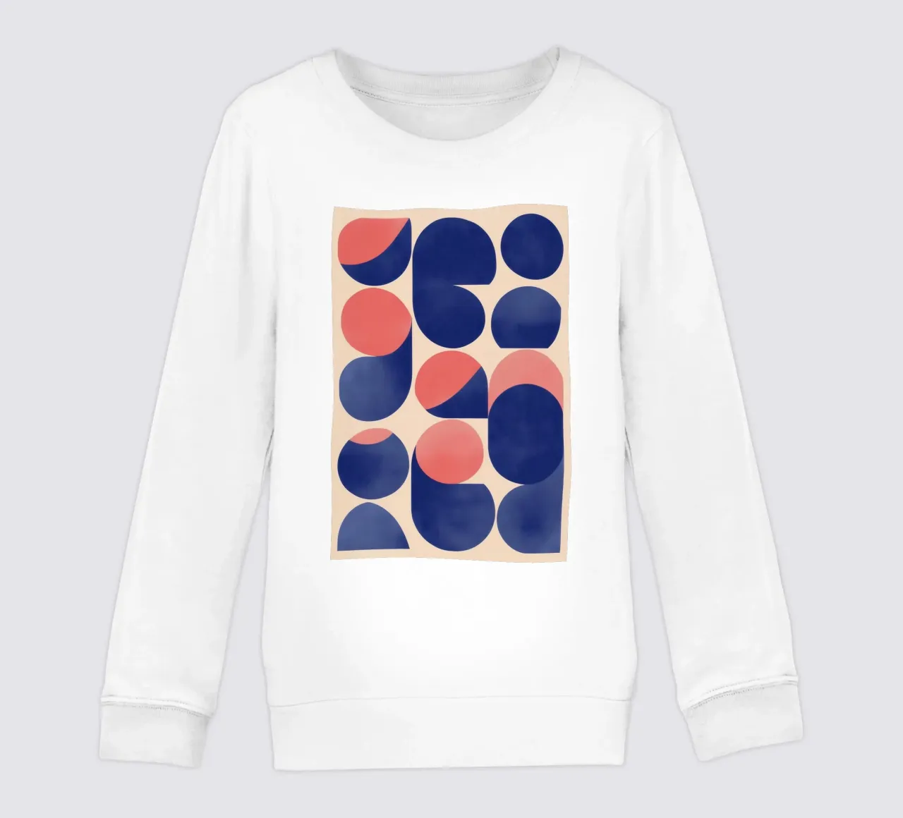 Arte geometrica con forme blu e rosa felpa bambino da Melloi Art Print