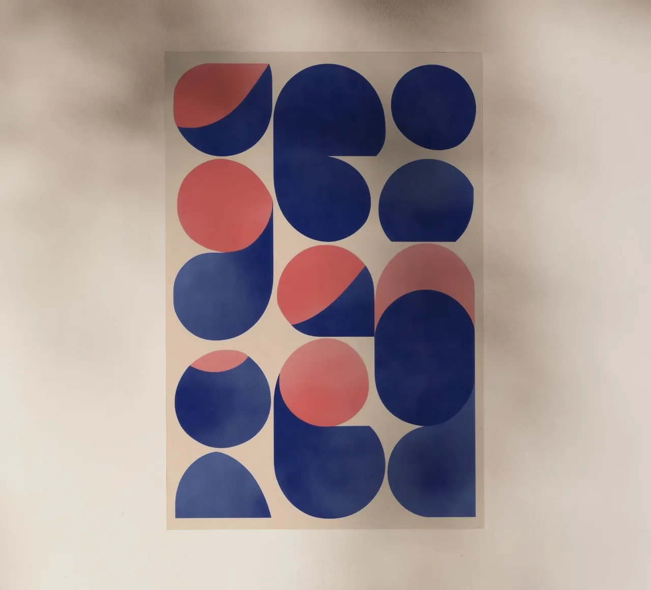 Arte geometrica con forme blu e rosa pellicola backlit da Melloi Art Print