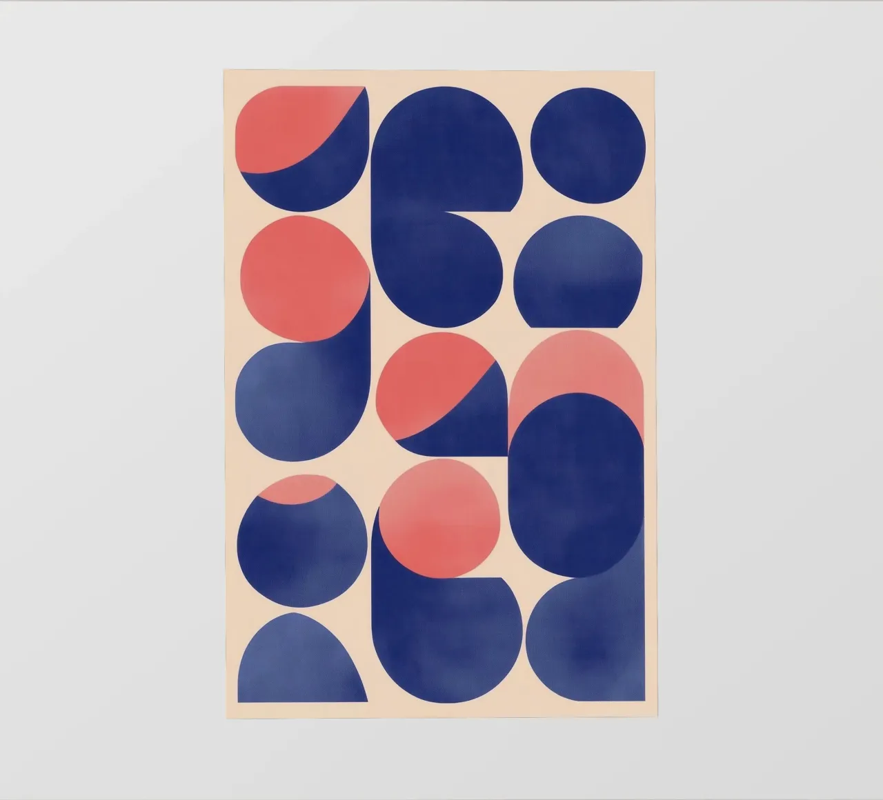 Arte geometrica con forme blu e rosa pellicola backlit da Melloi Art Print