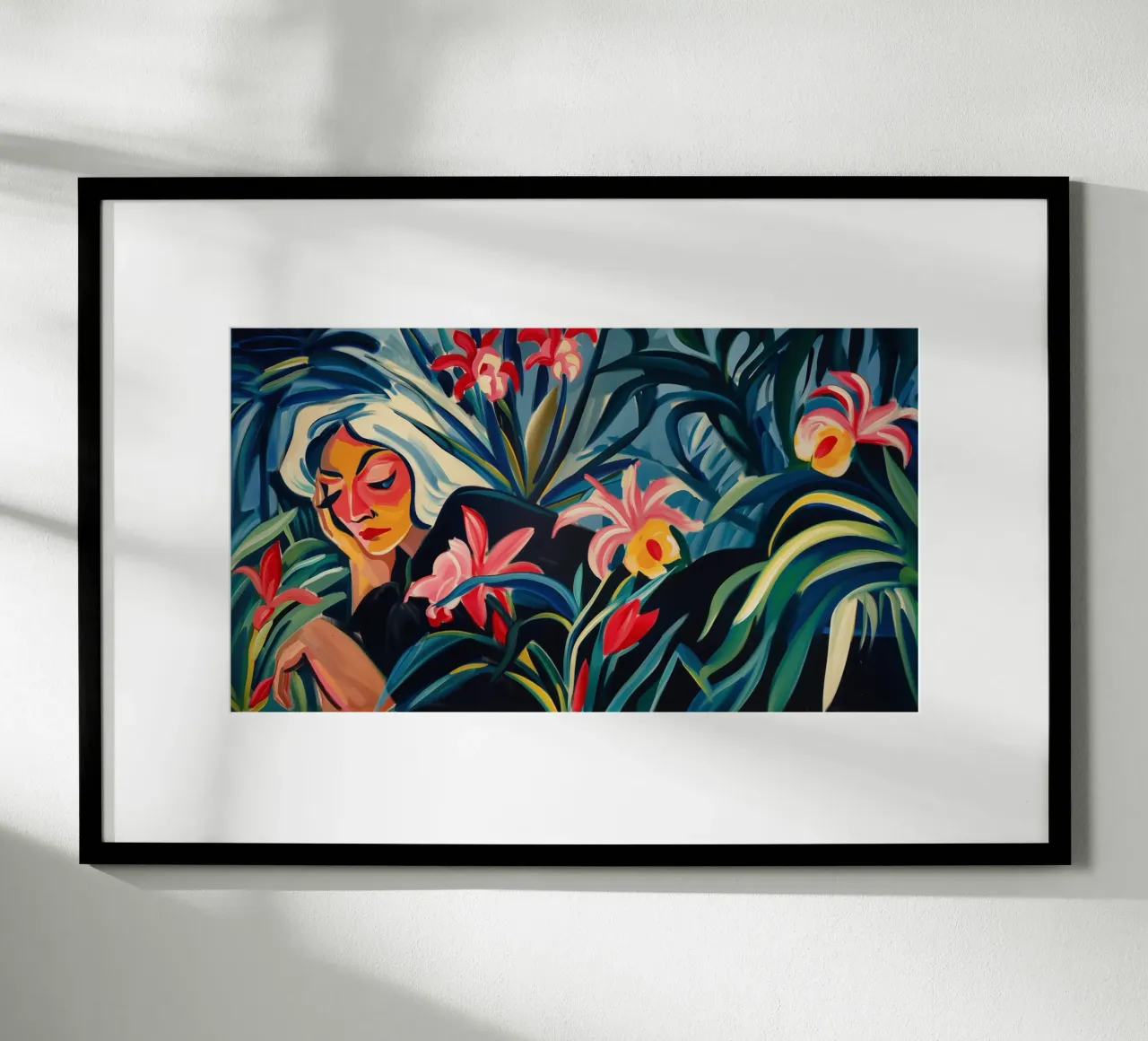 Donna sul prato di orchidee - Espressionismo | 16:9 poster da Autofocus