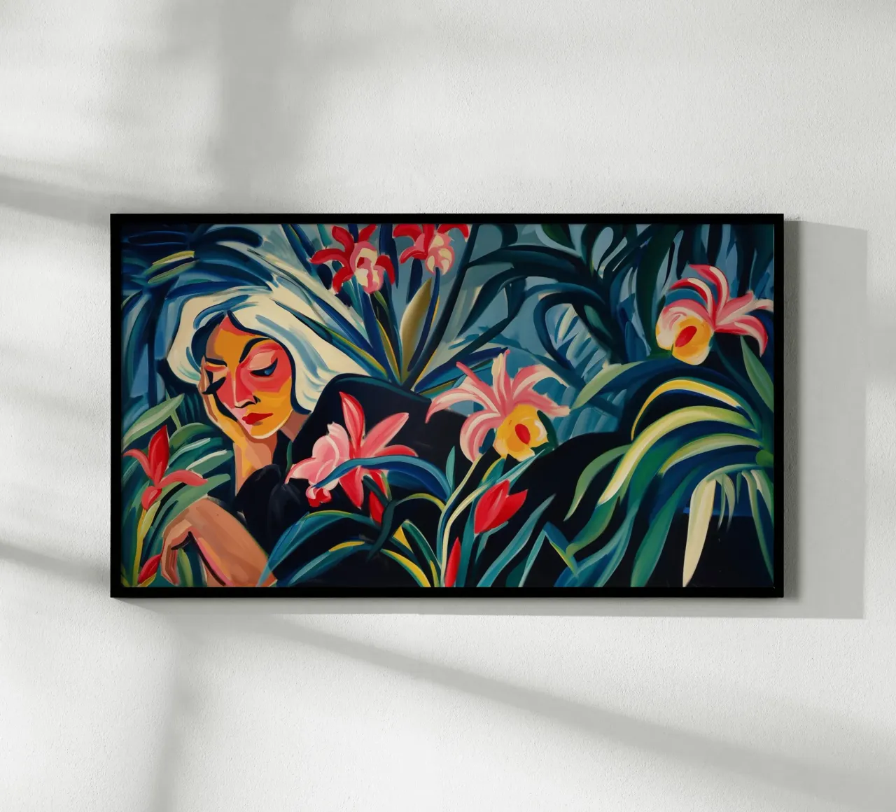 Donna sul prato di orchidee - Espressionismo | 16:9 poster da Autofocus