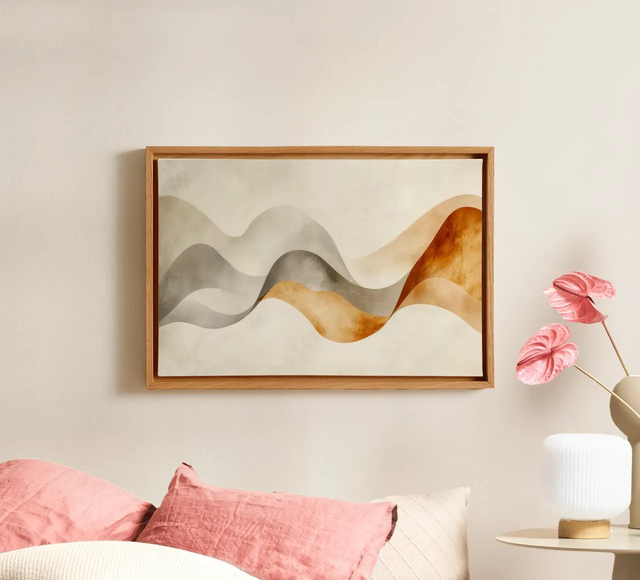 Serene Sands Whispering Waves Desert Bliss Harmony canvas met Baklijst van Modern Muse