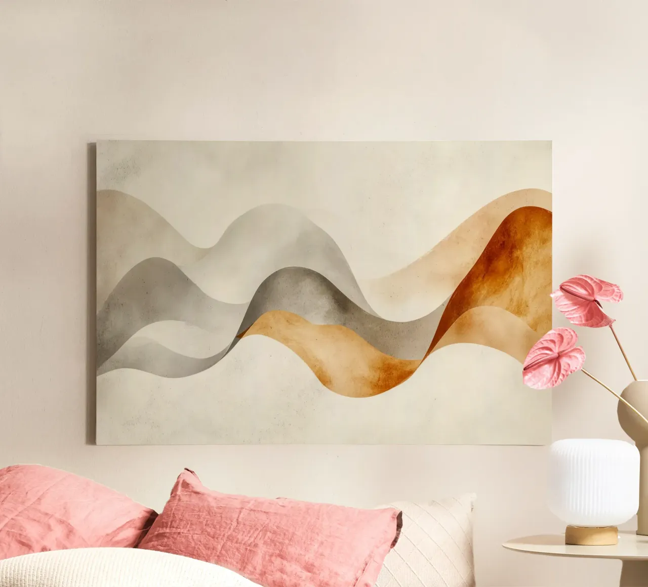 Serene Sands Whispering Waves Desert Bliss Harmony canvas met Baklijst van Modern Muse