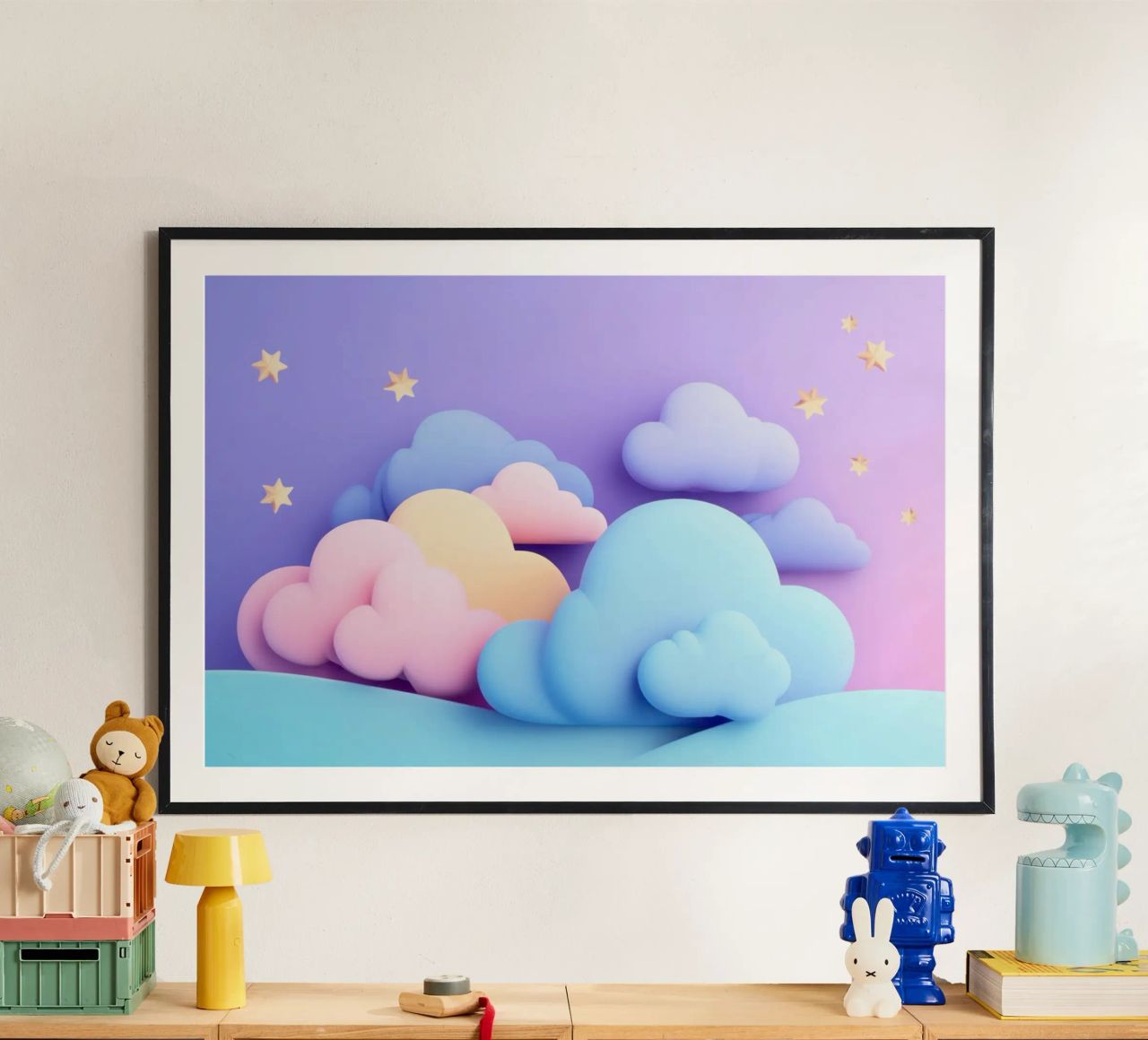 Púrpura de ensueño, paisaje nuboso rosa pastel poster de Modern Muse