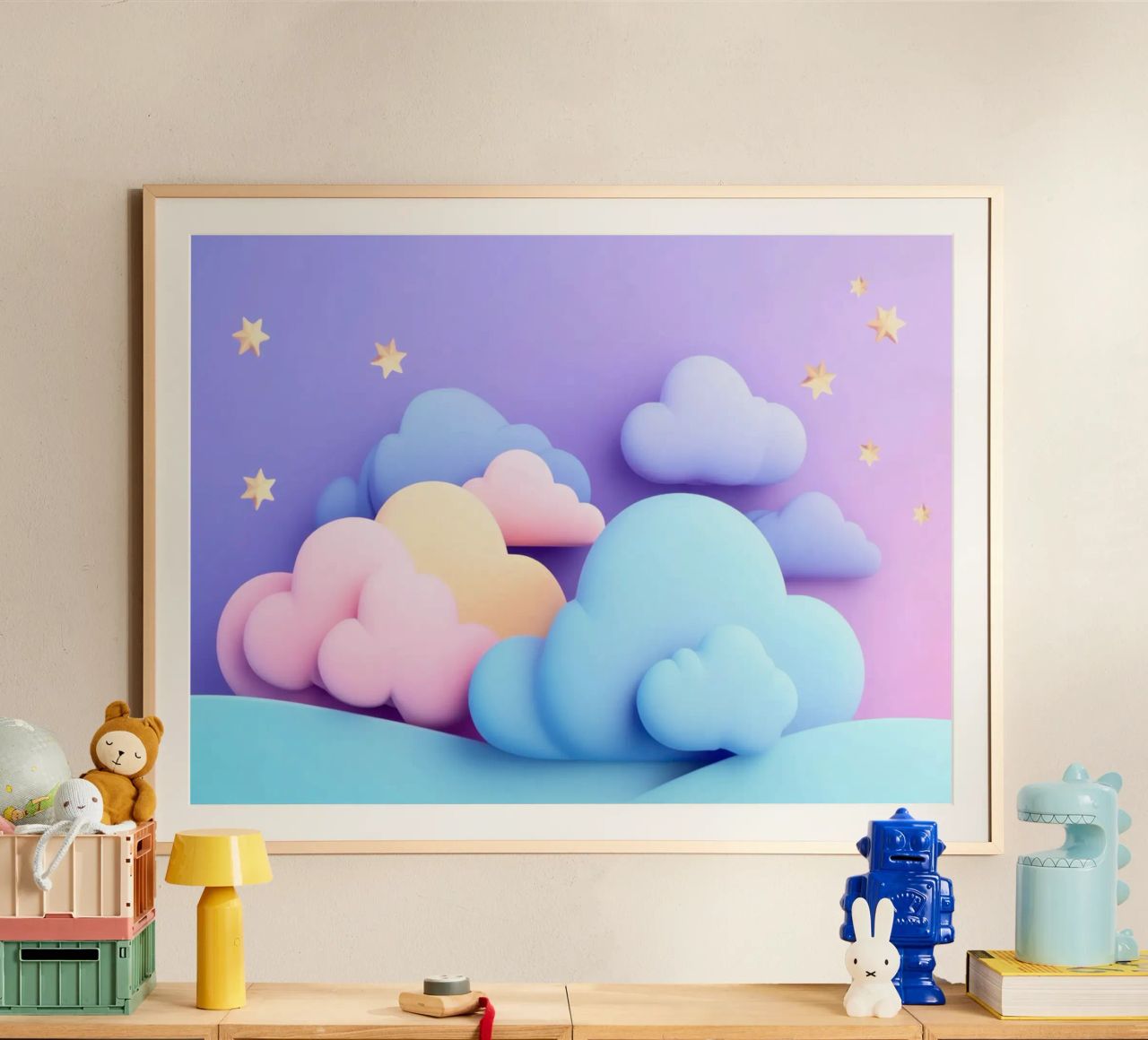 Púrpura de ensueño, paisaje nuboso rosa pastel poster de Modern Muse