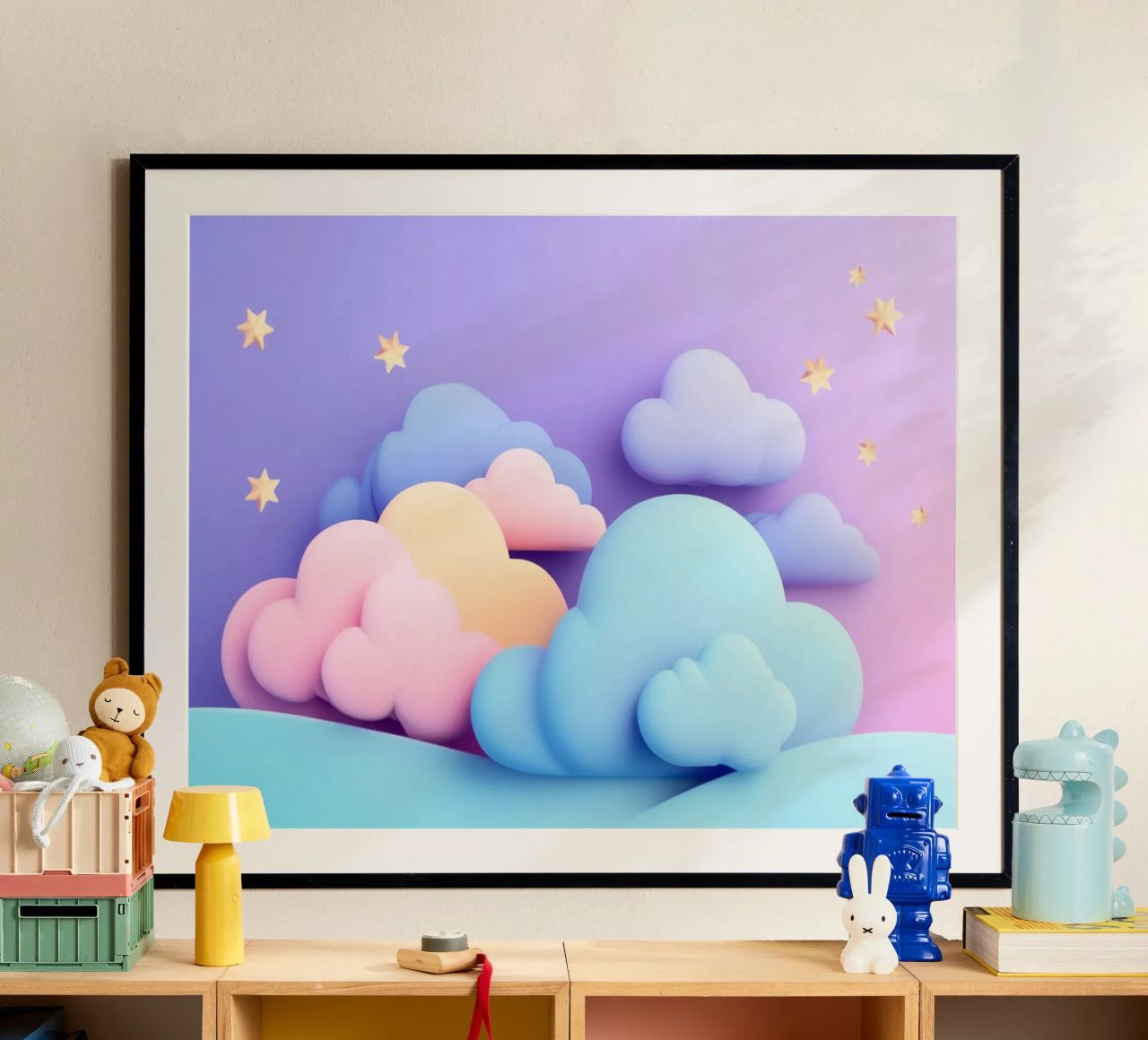 Púrpura de ensueño, paisaje nuboso rosa pastel poster de Modern Muse