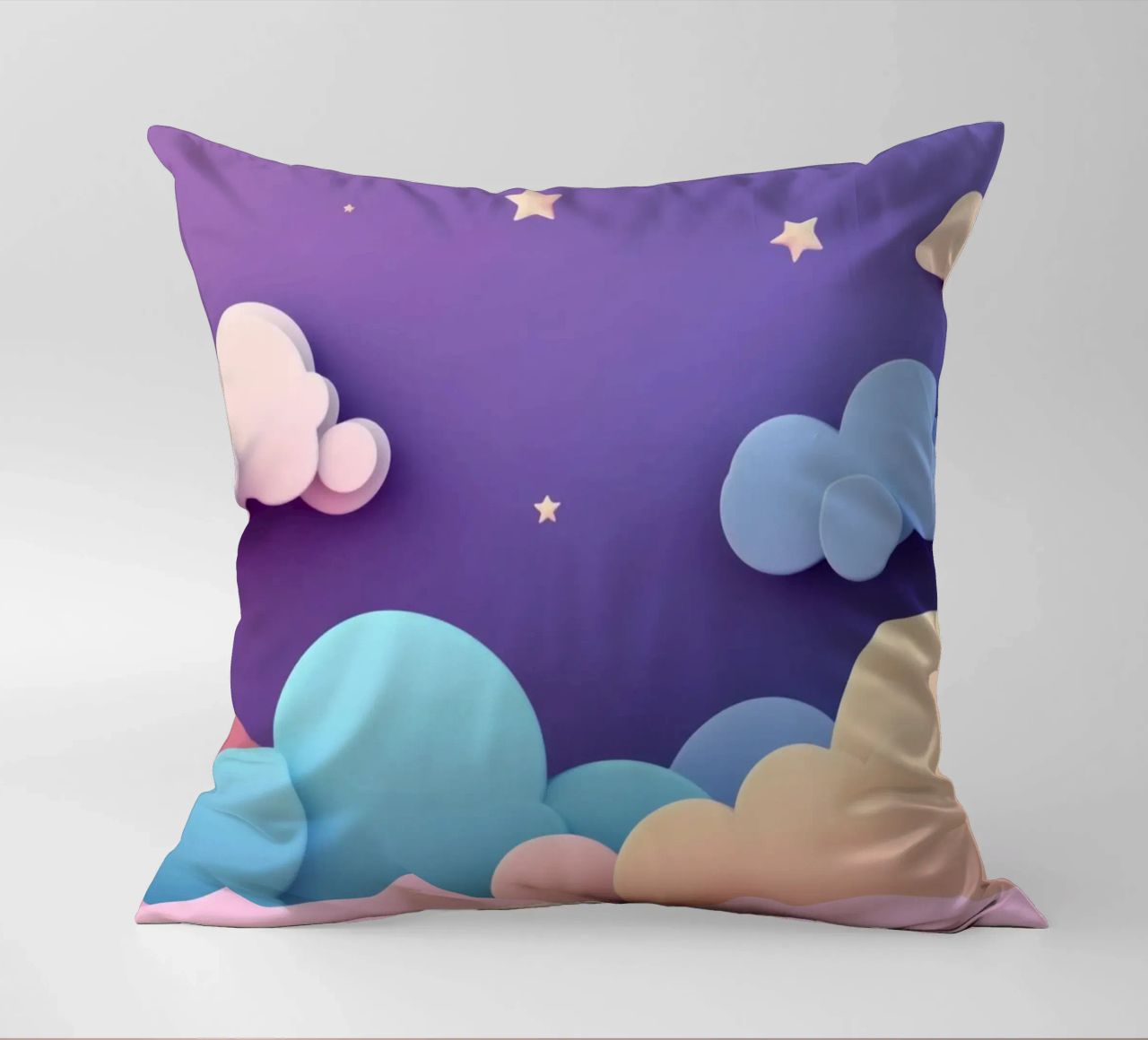 Ciel de rêve : Nuages violets, roses et lilas pour la chambre d'enfant coussin de Modern Muse
