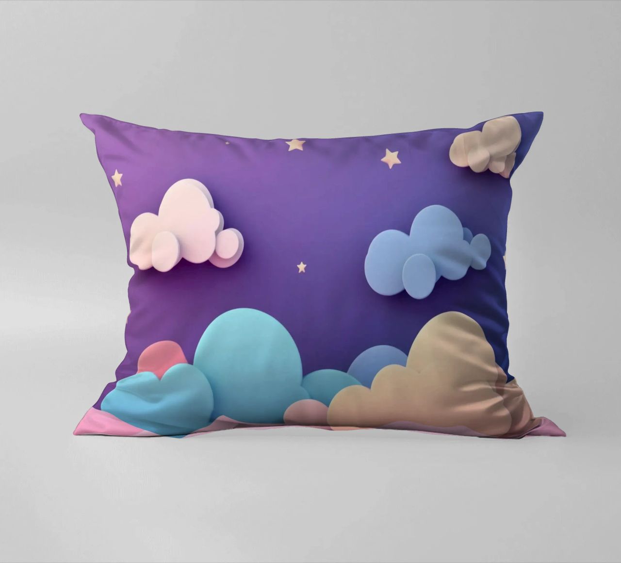 Ciel de rêve : Nuages violets, roses et lilas pour la chambre d'enfant coussin de Modern Muse