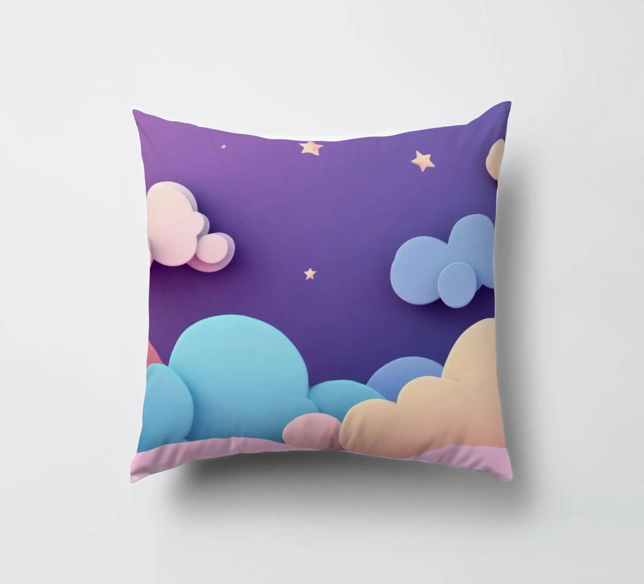 Ciel de rêve : Nuages violets, roses et lilas pour la chambre d'enfant coussin de Modern Muse