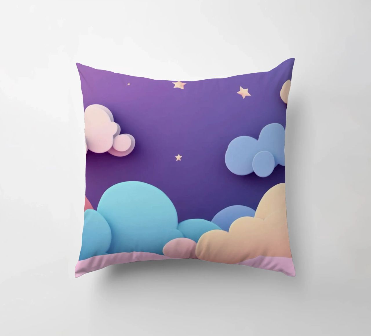 Ciel de rêve : Nuages violets, roses et lilas pour la chambre d'enfant coussin de Modern Muse