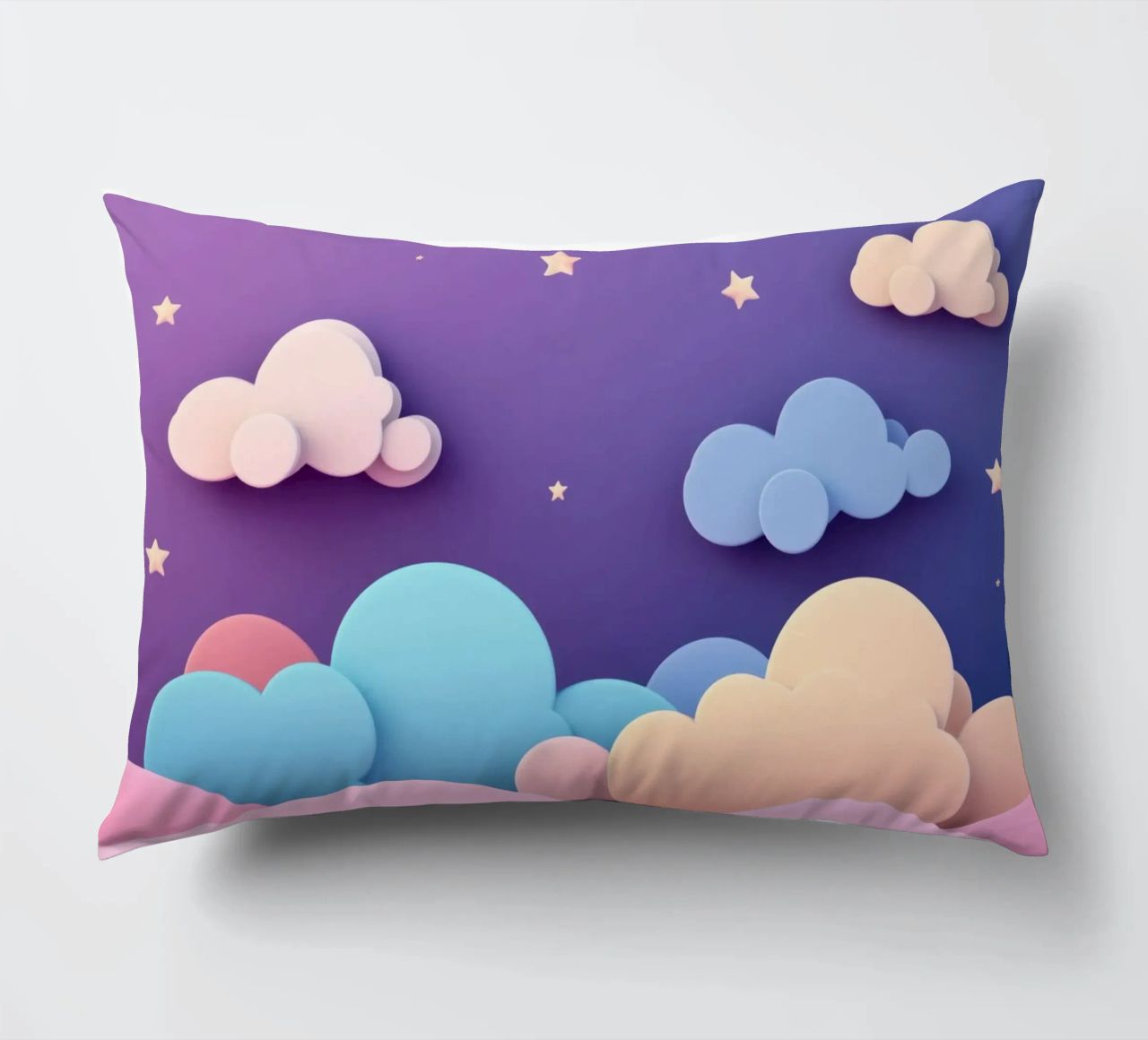 Ciel de rêve : Nuages violets, roses et lilas pour la chambre d'enfant coussin de Modern Muse