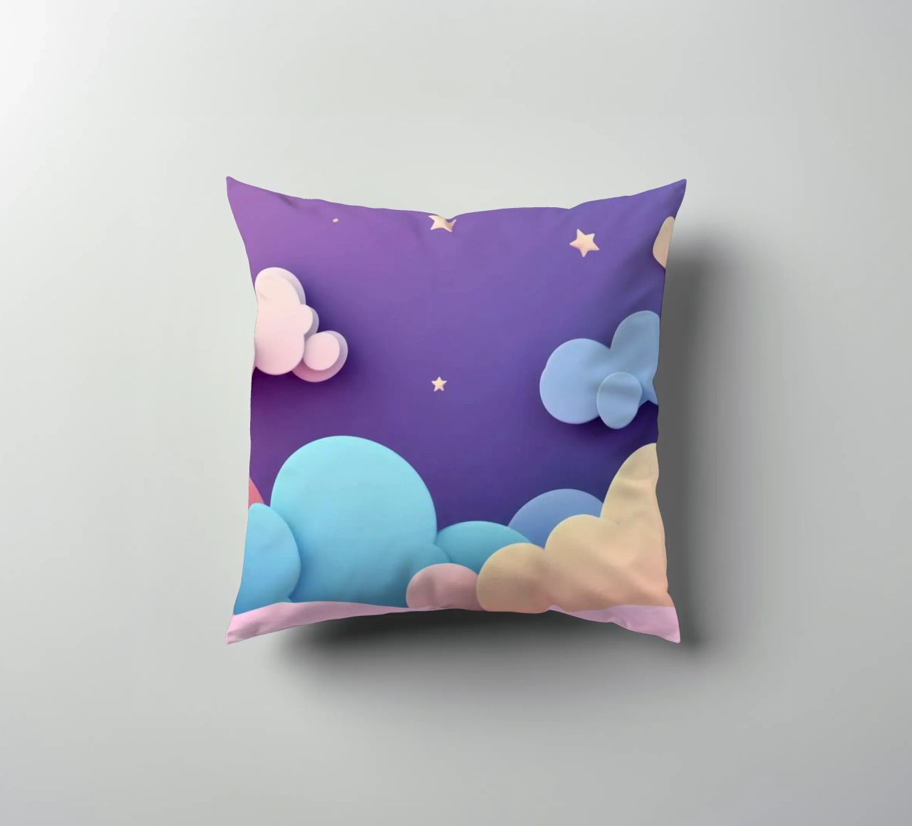 Ciel de rêve : Nuages violets, roses et lilas pour la chambre d'enfant coussin de Modern Muse