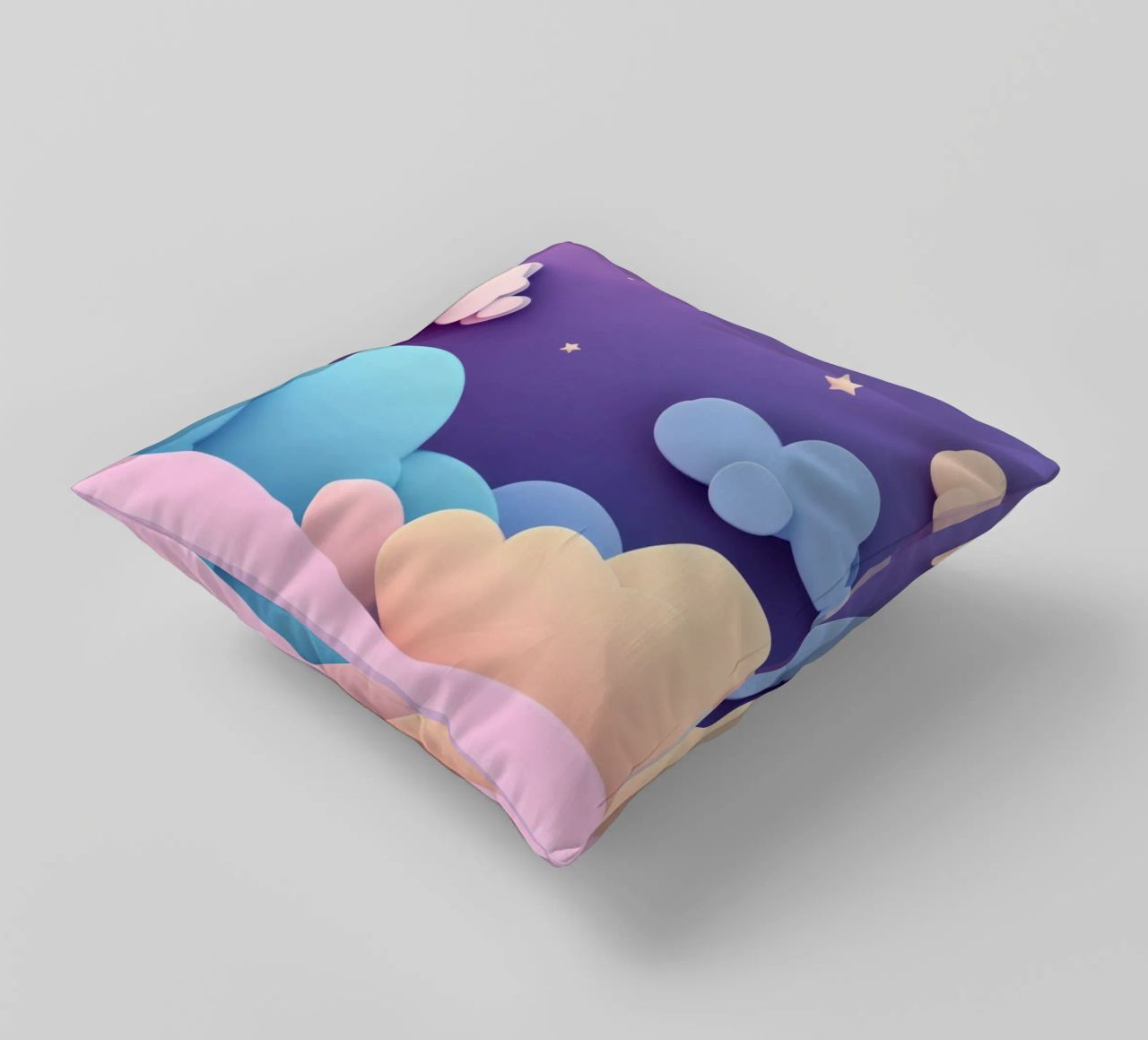 Ciel de rêve : Nuages violets, roses et lilas pour la chambre d'enfant coussin de Modern Muse