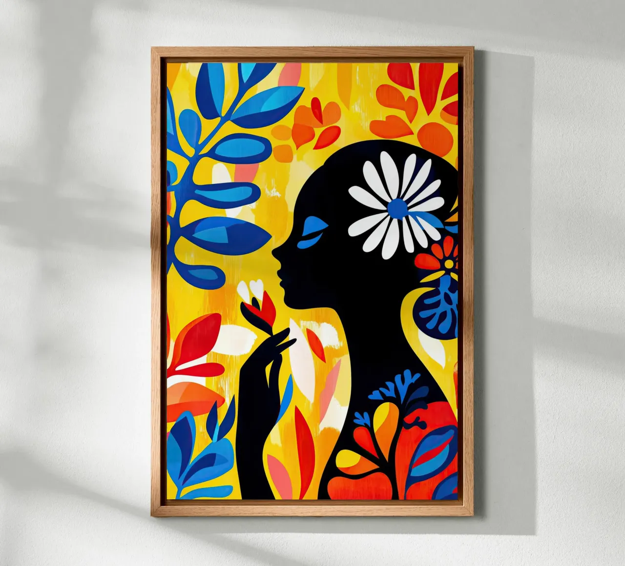 Vrouw in tropische lente | Matisse ontmoet moderniteit canvas met Baklijst van Autofocus
