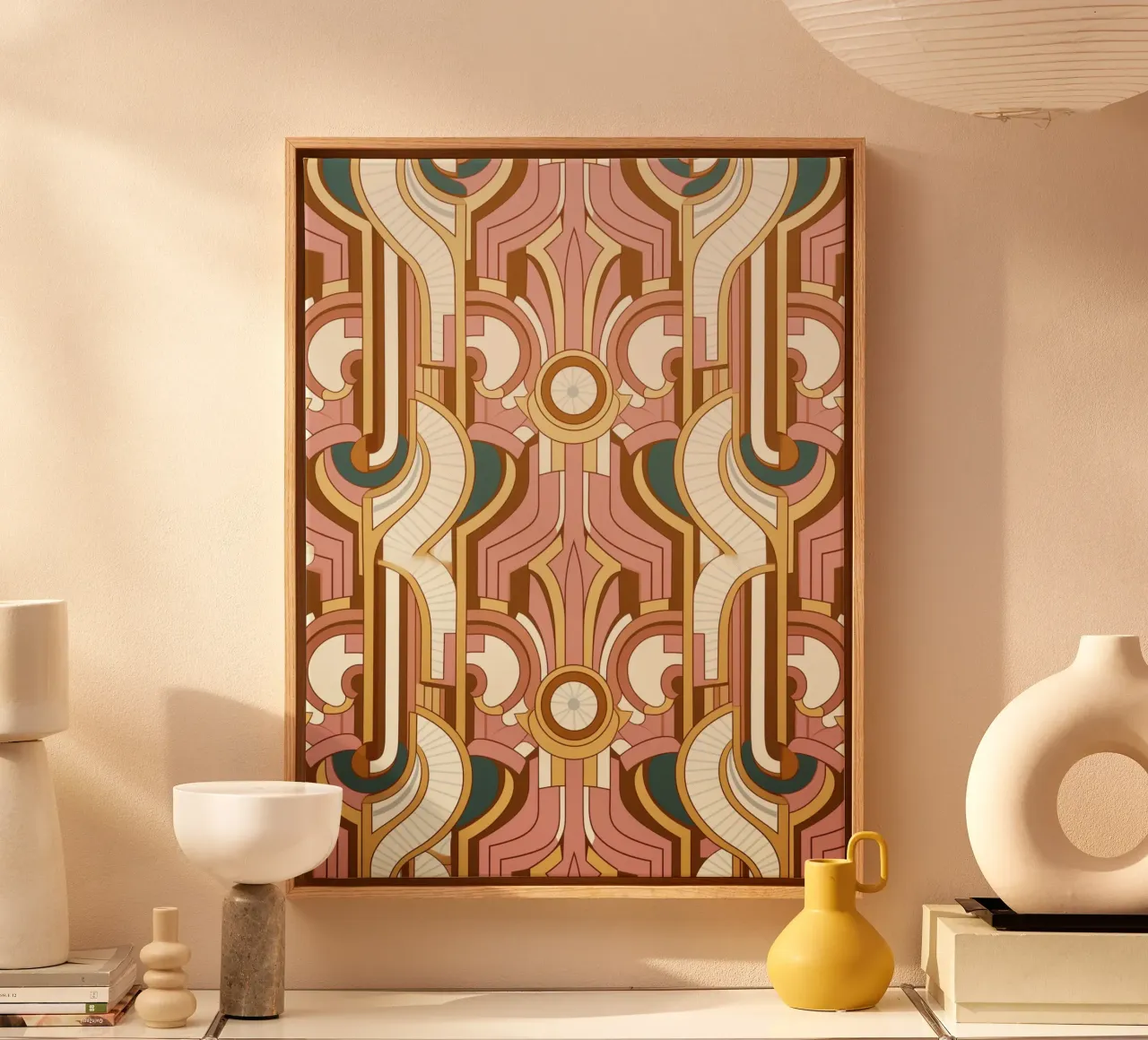 Geometric retro fascination canvas with Floater frame by Carinaprint