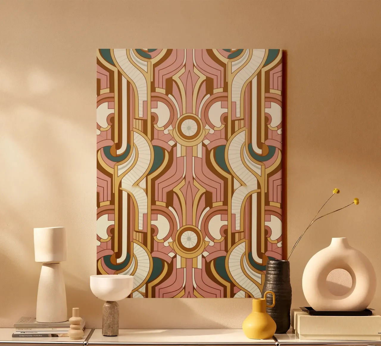 Geometric retro fascination canvas with Floater frame by Carinaprint