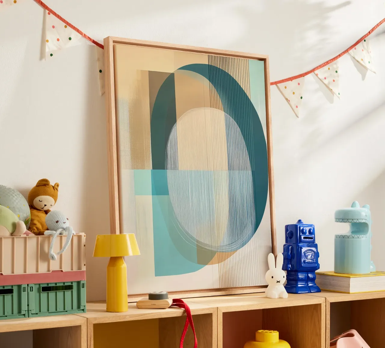 Abstract forms canvas with Floater frame by Imagine