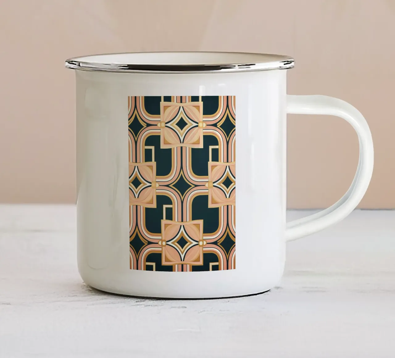Elegant pattern lines enamel mug by Carinaprint