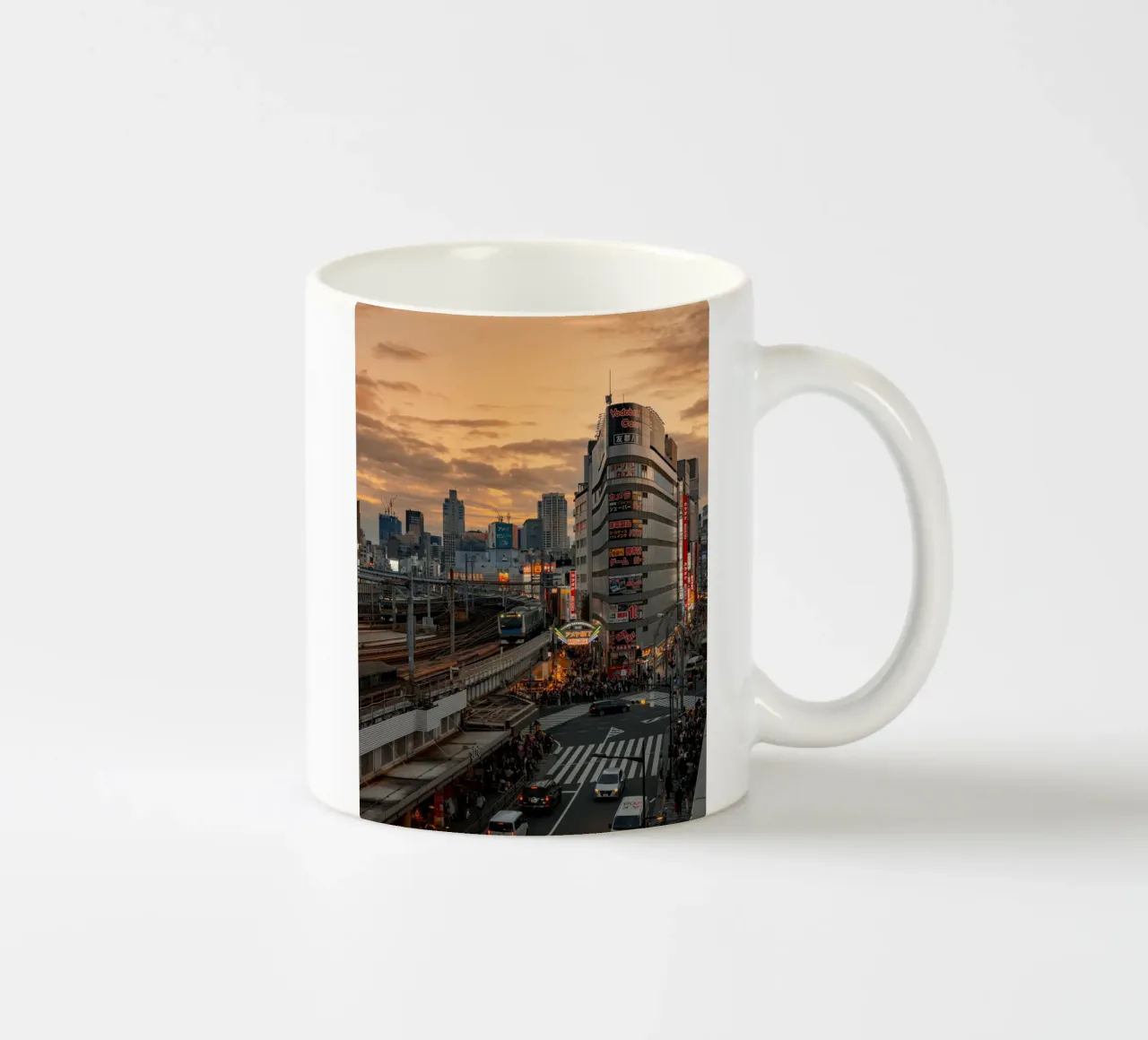 Ueno Station Sunset in Tokyo, Japan ceramic mug by Marcel Bisig