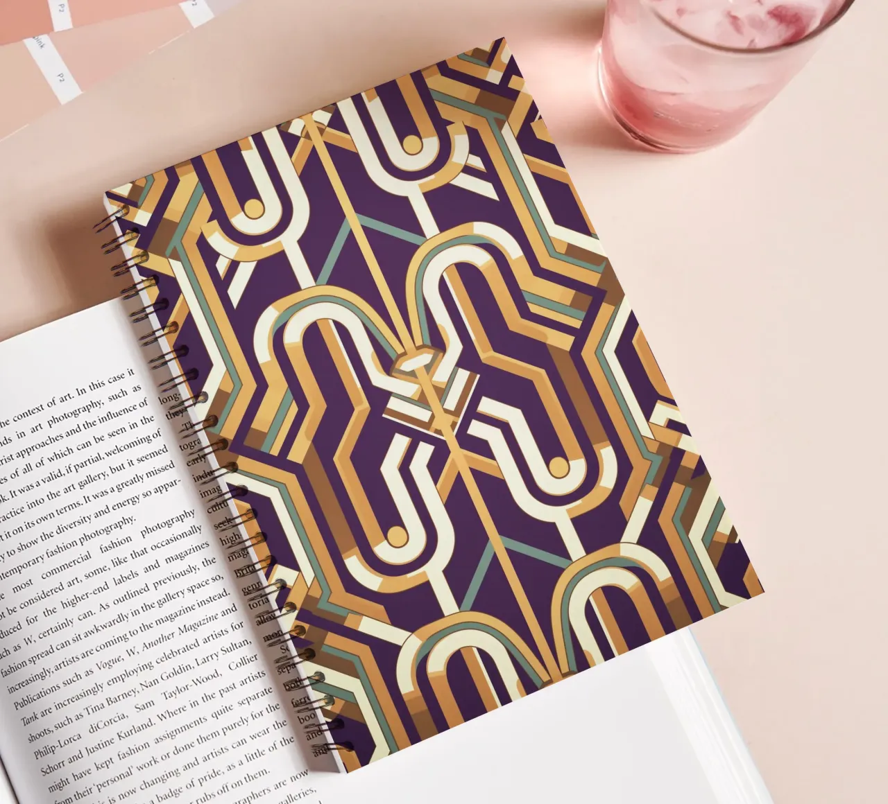 Symmetrical retro elegance spiral notebook by Carinaprint