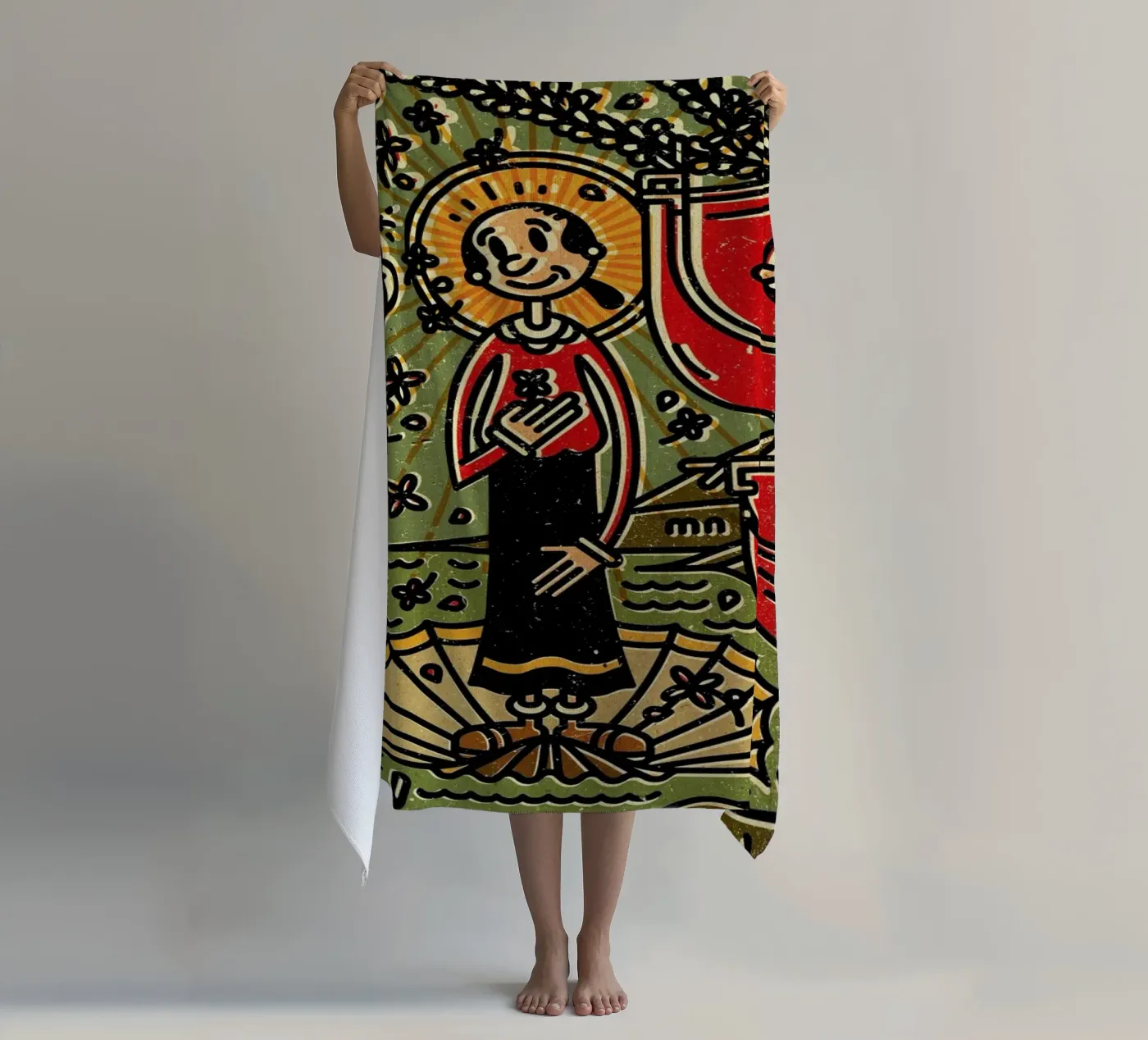 Olive strandhanddoek van Komboh