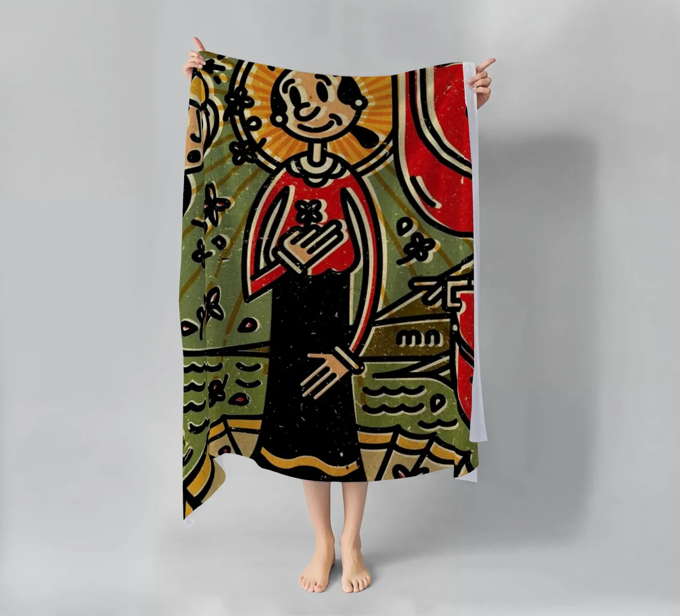 Olive strandhanddoek van Komboh