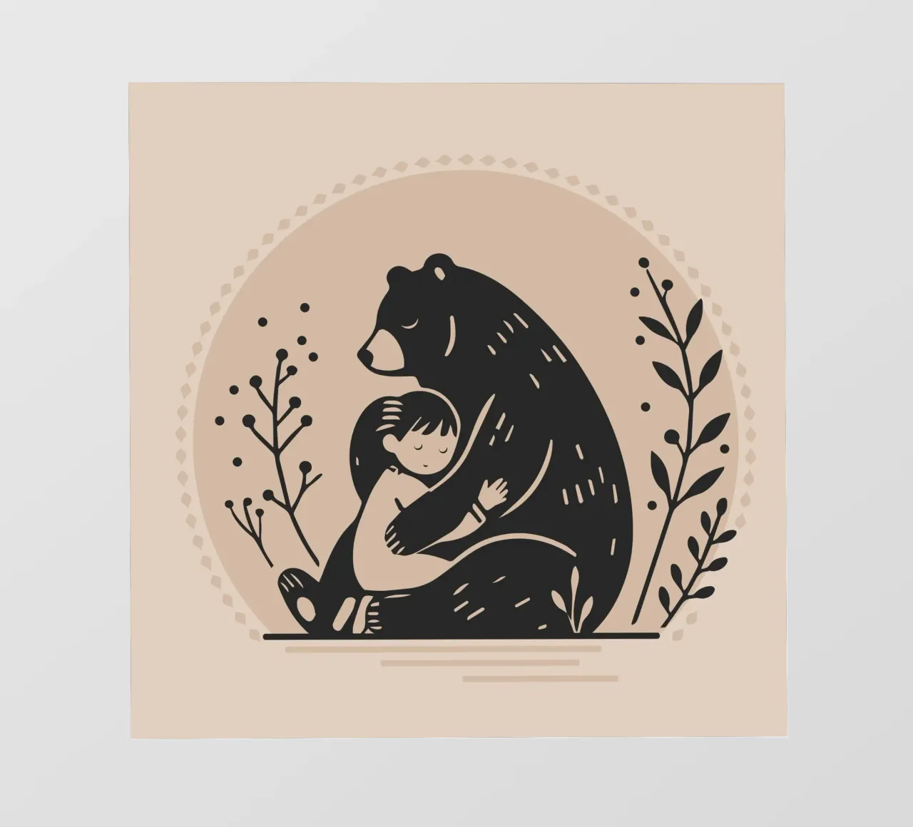 Security: Bear and child - A touching illustration photo wallpaper by namosh