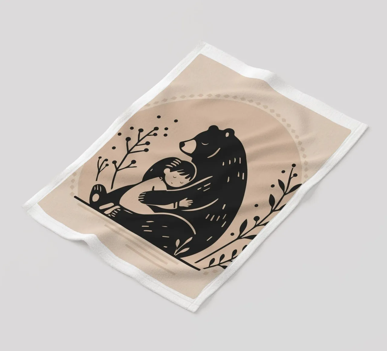 Security: Bear and child - A touching illustration fleece blanket by namosh