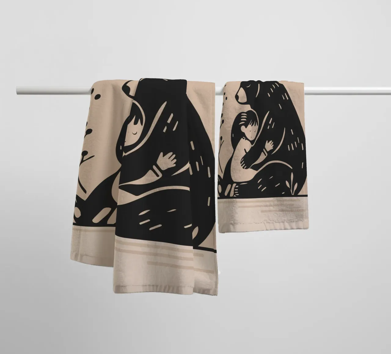 Security: Bear and child - A touching illustration towel by namosh