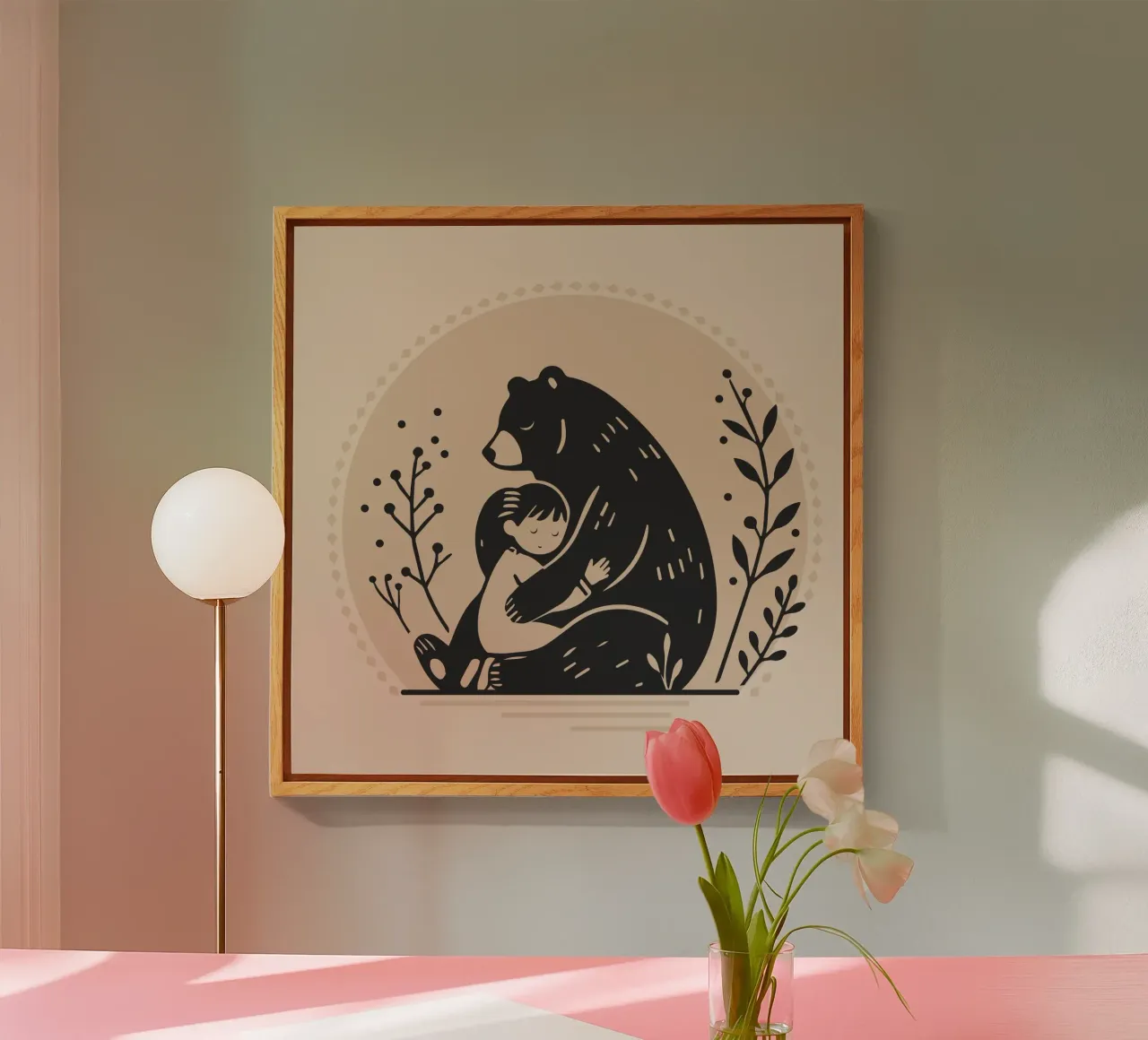 Security: Bear and child - A touching illustration acrylic glass by namosh