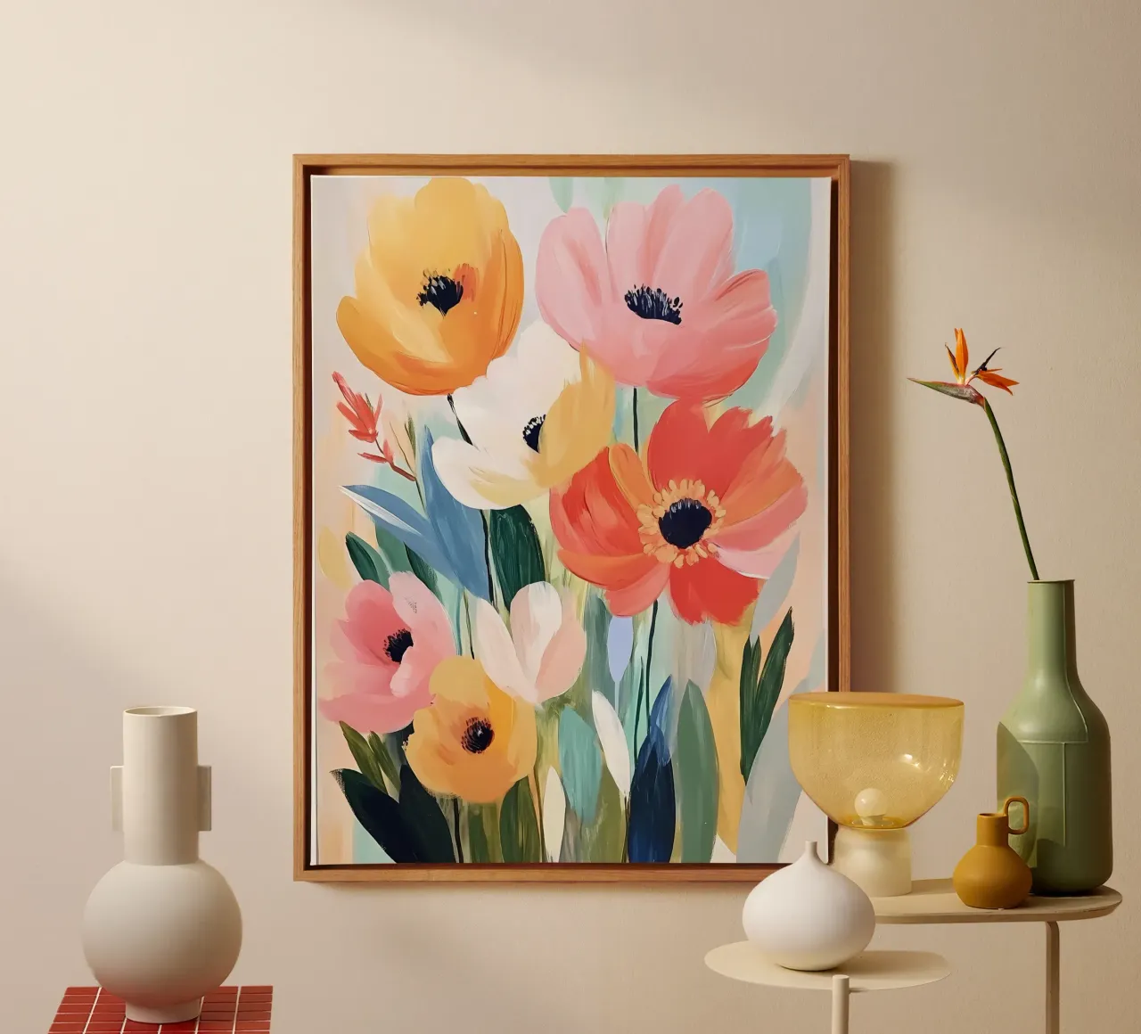 Fiori colorati tela con Cornice a cassetta da IamHomeStudio