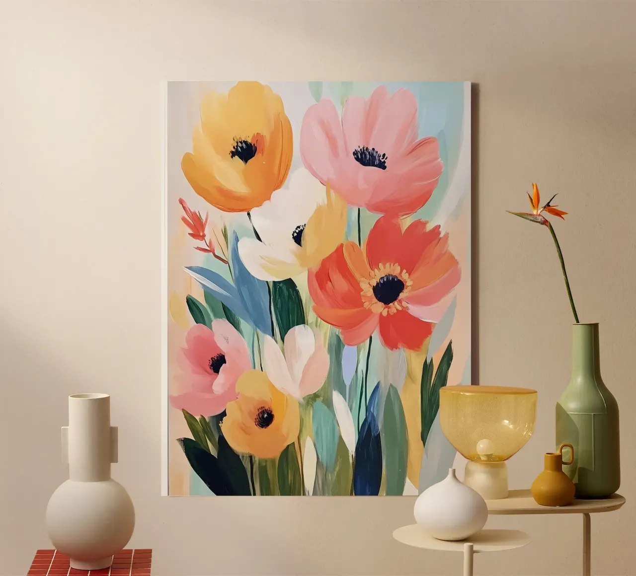 Fiori colorati tela con Cornice a cassetta da IamHomeStudio